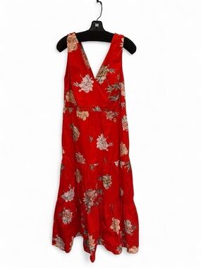 Paul & Joe Red Floral V-Neck Maxi Dress